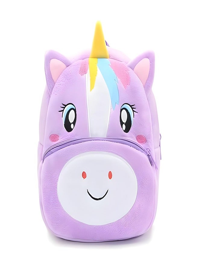 Delicado Cute Small Toddler Kids Preschool Backpack Purple Unicorn with hearts Nursery Preschool Playschool School Picnic Travelling Bag for Baby Boy Girl Age 2-5 Years - Image 2